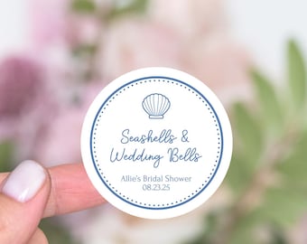 Seashells and Wedding Bells Stickers, Coastal Bridal Shower Favors, Fisherman Aesthetic Bachelorette Party, Seaside Wedding Favor Labels