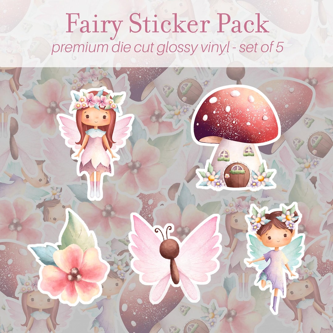 Fairy Sticker Pack of 5, Vinyl Stickers, Flower Fairy Stickers ...