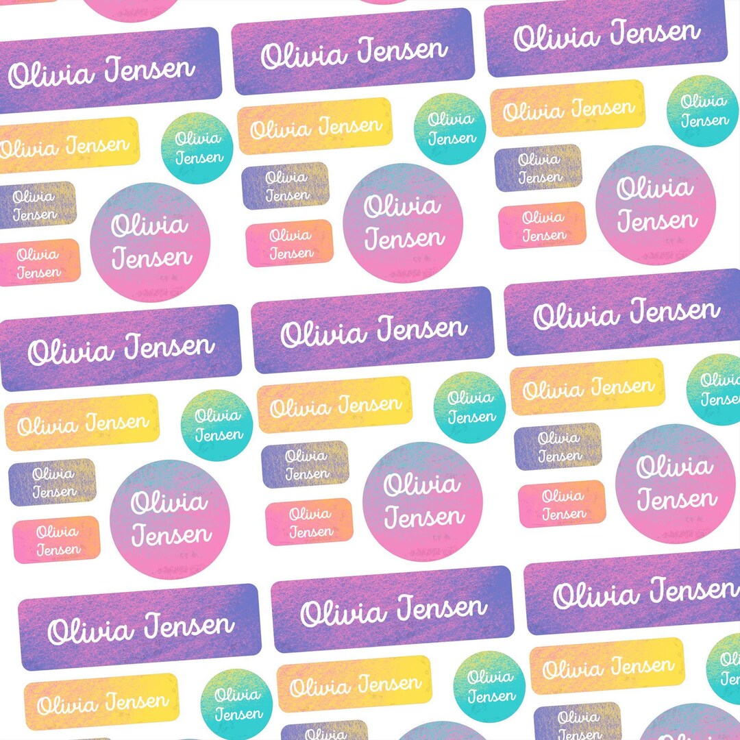 Label Sticker For Names Waterproof Name Stickers Vinyl, Bright Colors Custom Name Labels ...