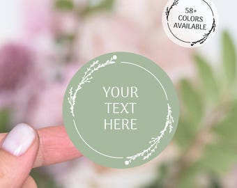 Custom Round Stickers, Vinyl Stickers Wedding, Personalized Thank You Stickers Business, Sage Party Favor Labels, Custom Circle Stickers