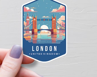 London Sticker, Vinyl Travel Stickers, England UK, United Kingdom Stickers, European Country, Water Bottle Sticker, Laptop Decals - S789