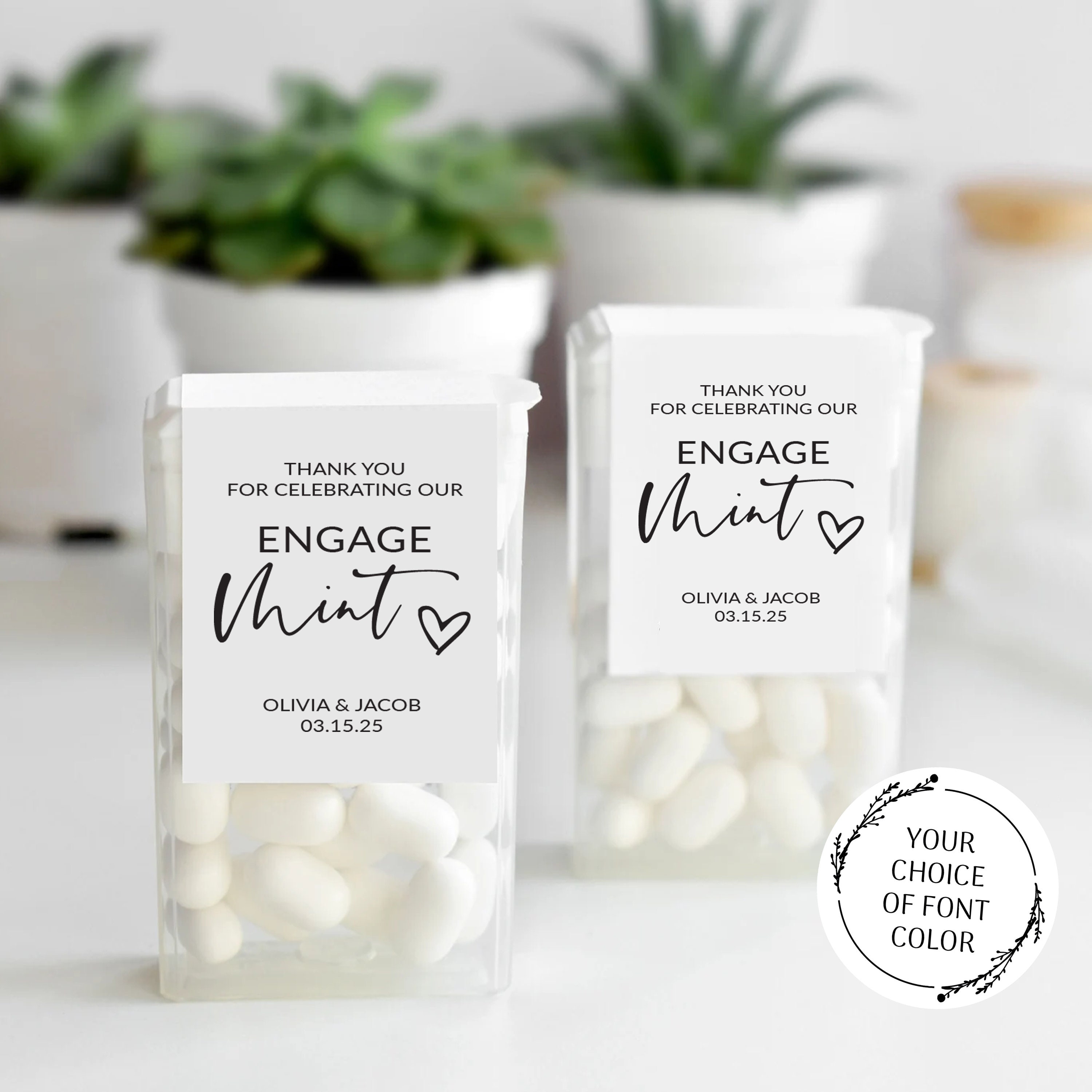 Mint Engagement Party Favors Labels, Vinyl EngageMint Stickers, Custom Mint Favors Stickers, Personalized Mint Engagement Favors Sticker