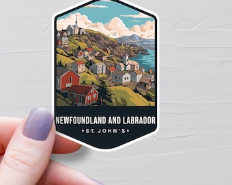 Newfoundland Sticker, Vinyl Travel Stickers, St. John's Newfoundland and Labrador Sticker, Canadian Province, Water Bottle Stickers - S671