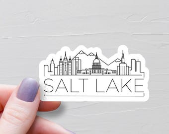 Salt Lake City Sticker, Vinyl Stickers, Skyline Travel Stickers, Utah Sticker, Water Bottle Stickers, Utah Tourism, Utah Vacation - S1002