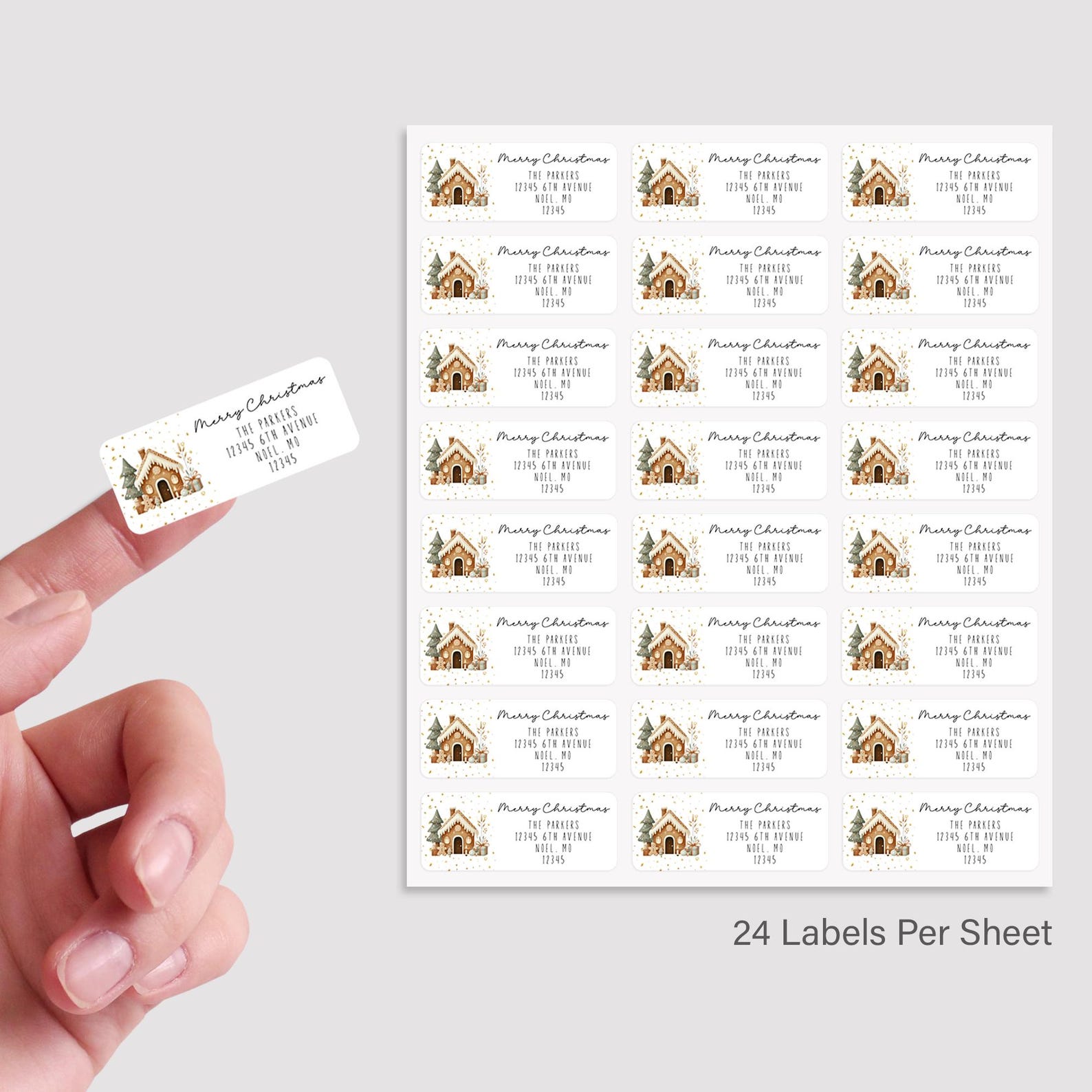 Personalized Christmas Address Labels, Traditional Gingerbread House ...