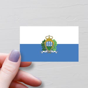 San Marino Flag Sticker, Vinyl Travel Stickers, Sammarinese Sticker, World Flags, Water Bottle Sticker, Laptop Decals, Luggage Sticker, F215