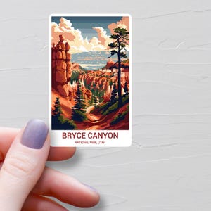 Stickers Parc National de Bryce Canyon, Stickers de voyage en vinyle, Stickers Parc National des Etats-Unis, Sticker Etat de l'Utah, Stickers bouteille d'eau, S566