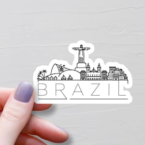 Brazil Sticker, Vinyl Stickers, Brazil Travel Stickers, Brazil Landmarks Skyline Sticker, Suitcase Sticker, Water Bottle Stickers - S898