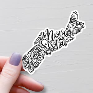 Nova Scotia Sticker, Vinyl Travel Stickers, Mandala Art, Province Of Nova Scotia Map Sticker, Canada Tourism, Water Bottle Stickers - S404