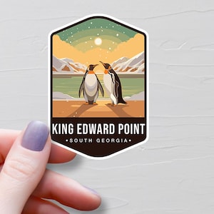 Sticker King Edward Point, Stickers voyage en vinyle, Stickers Géorgie du Sud, Sticker bouteille d'eau, Sticker pour ordinateur portable, Stickers bagages - S871