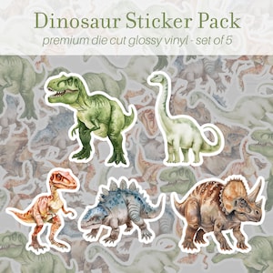 Pacote com 5 adesivos de dinossauro, adesivos de vinil, adesivos fofos de dinossauro, adesivos de dinossauro, adesivos de garrafa d&#39;água para laptop e scrapbooking - DS10