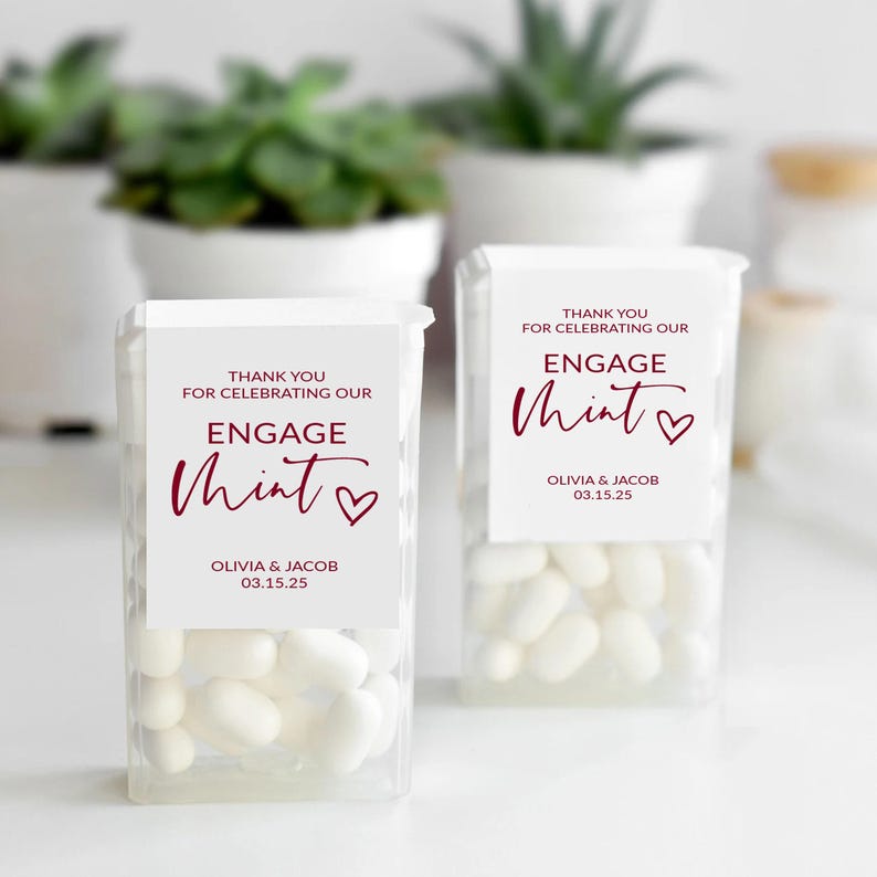 Mint Engagement Party Favors Labels, Vinyl EngageMint Stickers, Custom Mint Favors Stickers, Personalized Mint Engagement Favors Sticker 画像 8