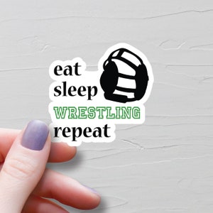 Eat Sleep Wrestling Repeat Sticker, Vinyl Stickers, Water Bottle Stickers, Wrestling Stickers, Wrestling Team Gift, Wrestling Fan Gift - S21