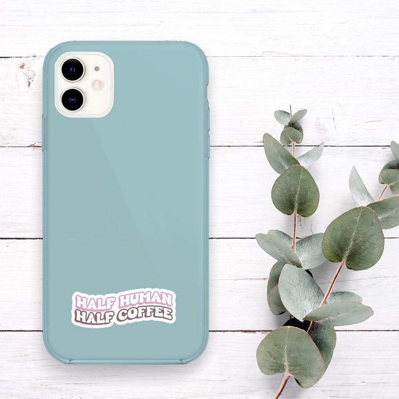 Half Human Half Coffee Sticker, Vinyl Water Bottle Stickers, Coffee Cup Stickers, Laptop Stickers, Coffee Stickers, Coffee Lover Gift - S109 image 4