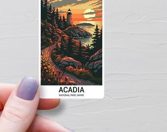 Acadia National Park Stickers, Vinyl Travel Stickers, USA National Park Decals, State Of Maine Sticker, Souvenir Water Bottle Stickers, S559