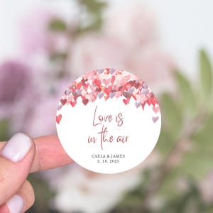 Valentinstag Hochzeitsaufkleber, Liebe liegt in der Luft, Februar Hochzeitsbevorzugungsaufkleber, Herzen Danke Aufkleber Hochzeit, Kerzenbevorzugungsaufkleber