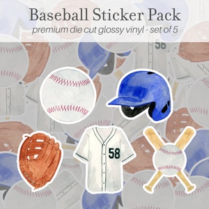 Baseball Sticker Pack Of 5, Vinyl Stickers, Baseball Team Gifts, Baseball Gifts, End of Season Gift, Softball Stickers, Baseball Stickers