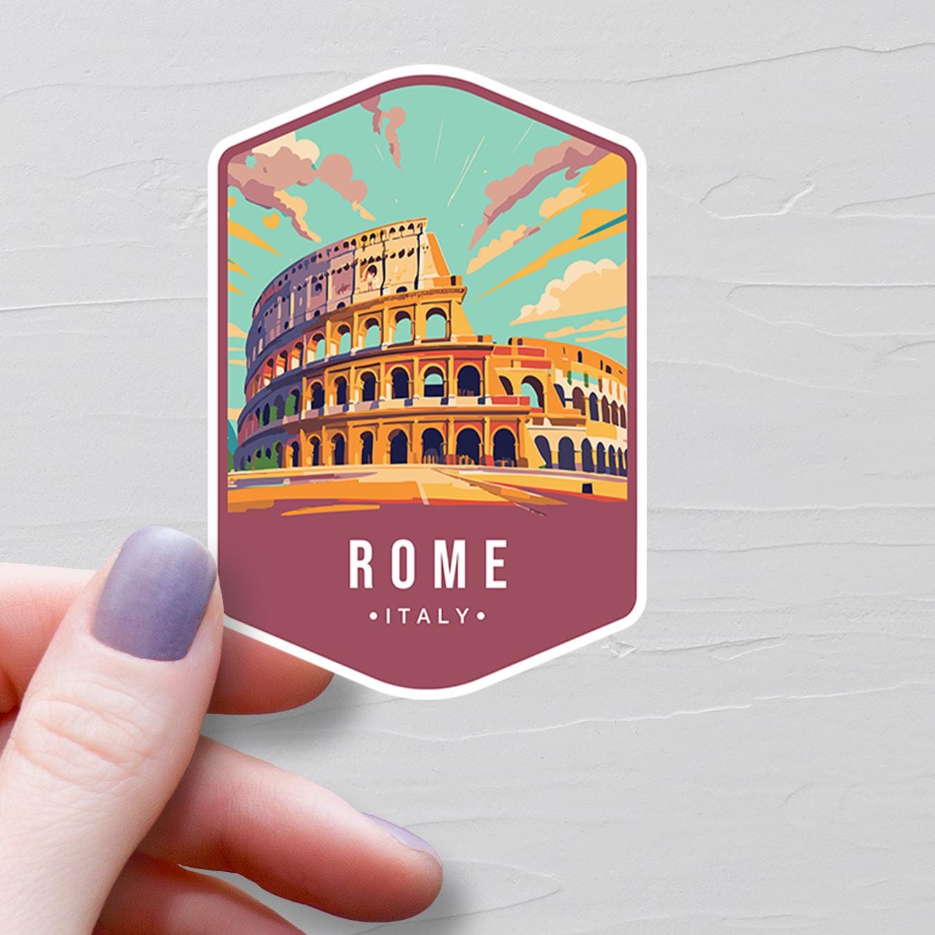 Rome Italy Sticker, Vinyl Travel Stickers, Rome Sticker, European Country, Europe Water Bottle Sticker, Laptop Decals, Souvenir Gifts - S764
