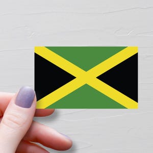 Sticker drapeau jamaïcain, stickers de voyage en vinyle, stickers jamaïcains cadeaux, sticker bouteille d'eau, stickers pour ordinateur portable, sticker bagage - F124