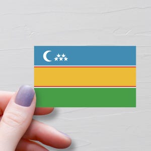 Sticker drapeau du Karakalpakstan, Stickers de voyage en vinyle, Cadeaux souvenir, Sticker bouteille d'eau, Stickers ordinateur portable, Sticker bagage - F132