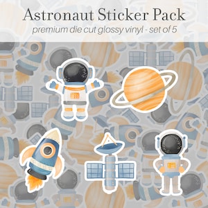 Lot de 5 autocollants spatiaux, autocollants en vinyle, autocollants astronautes, autocollants mignons, galaxie de l'espace, albums de scrapbooking autocollants pour bouteilles d'eau pour ordinateur portable