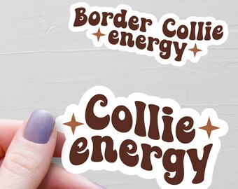 Pegatina de energía de Border Collie, pegatina de vinilo, pegatinas de Border Collie, regalos de Border Collie, para amantes de Border Collie, pegatinas para botellas de agua, S255-9