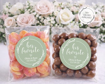 Wedding Candy Bags Stickers, His And Her Favorite Stickers, Wedding Candy Favors Labels, Thank You Stickers Wedding, Our Favorite Sticker