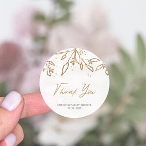 Autocollants de remerciement pour baby shower, Autocollants de cadeau de baby shower de Noël à la feuille d'or, Une joyeuse petite baby shower, Étiquettes de cadeau de baby shower de vacances