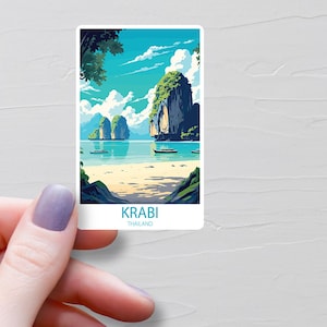 Sticker Krabi, Stickers voyage en vinyle, Stickers Krabi Thaïlande, Sticker bouteille d'eau, Sticker pour ordinateur portable, Stickers bagages, S650