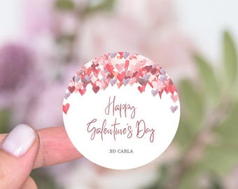 Happy Galentines Day Stickers, Personalized Galentines Gift Labels, Custom Galentines Favor Stickers, Round Galentines Party Favors Labels