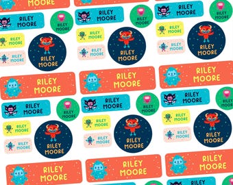 Waterproof School Labels, Stick On Clothing Labels, Monsters Custom Name Labels, Name Stickers, Camp Labels, Daycare Labels Dishwasher Safe