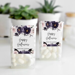 Étiquettes menthe joyeux Halloween, Étiquettes cadeaux gothiques Halloween pour bonbon, Stickers effrayants de remerciement, Stickers cadeaux d'Halloween à la menthe