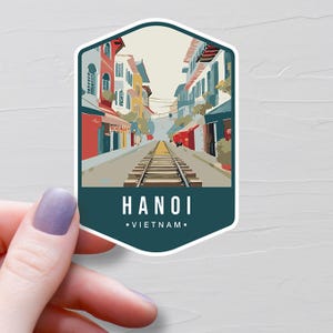 Sticker Hanoi, Stickers voyage en vinyle, Stickers Vietnam, Asie et Moyen-Orient, Pays du monde, Sticker bouteille d'eau, Sticker ordinateur portable, S836