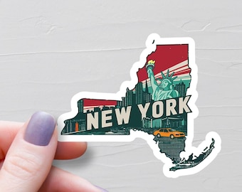 New York-klistermärke, vinylklistermärken, reseklistermärken, New York-kartaklistermärke, dekal till delstaten New York, klistermärken för vattenflaskor, New York-turism, S460