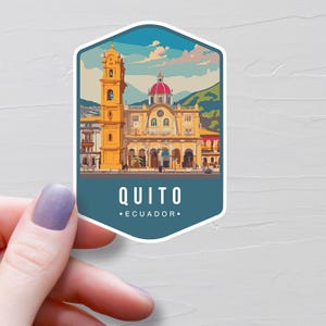 Sticker Quito, Stickers voyage en vinyle, Stickers Capitale de l'Equateur, Sticker bouteille d'eau vacances, Sticker pour ordinateur portable, Stickers bagages - S852