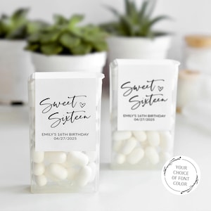 Bonbon 16 faveurs Bonbons menthe, Bonbons menthe cadeaux fête du 16e anniversaire, Bonbons seize faveurs, étiquettes cadeaux personnalisées de remerciement d'invité