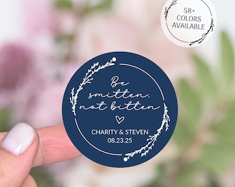 Be Smitten Not Bitten Stickers, Vinyl Stickers Wedding Bug Spray Labels, Personalized Mosquito Spray Party Favors Labels, Thank You Stickers