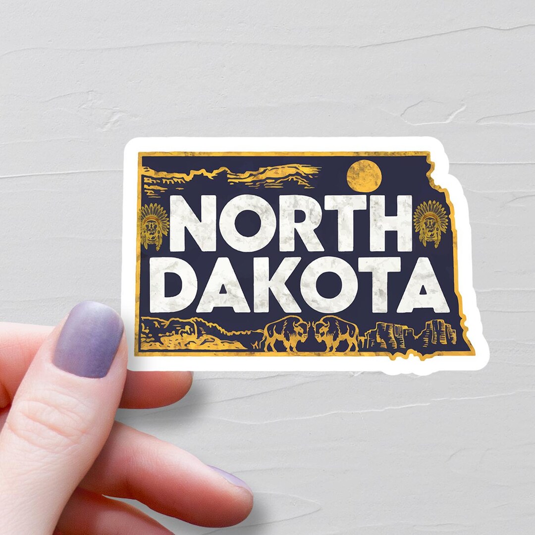 North Dakota Sticker, Vinyl Stickers, Travel Stickers, North Dakota Map ...