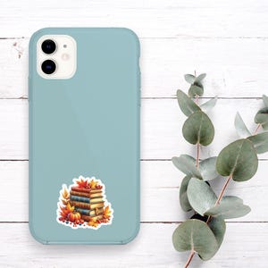 Herfstboekstapelsticker, vinylstickers, cadeau boekenliefhebber, herfstboekstickers, BookTok-waterflesstickers, leesgrage stickers - S502 afbeelding 3