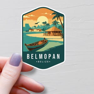 Belmopan Sticker, Vinyl Travel Stickers, Capital Of Belize Stickers, Vacation Water Bottle Sticker, Laptop Sticker, Luggage Stickers - S842