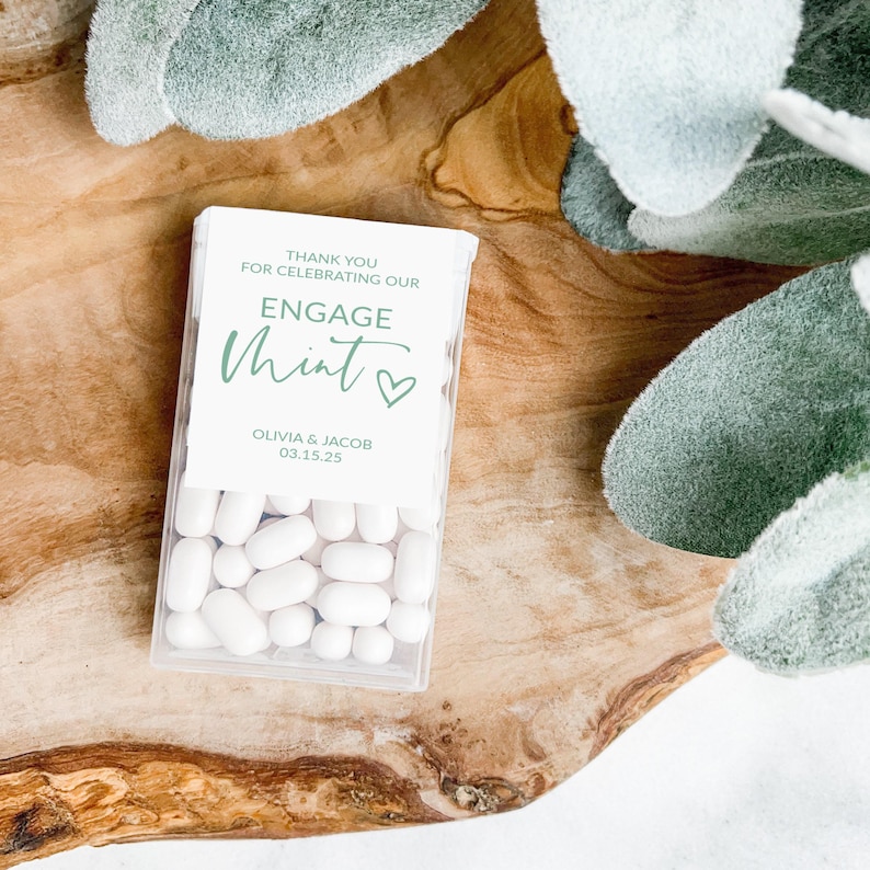 Mint Engagement Party Favors Labels, Vinyl EngageMint Stickers, Custom Mint Favors Stickers, Personalized Mint Engagement Favors Sticker 画像 6