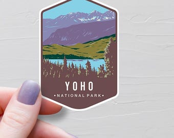 Pegatina del Parque Nacional Yoho, pegatinas de vinilo para viajes, provincia de Columbia Británica, regalos turísticos de BC, Canadá, pegatinas para botellas de agua - S727