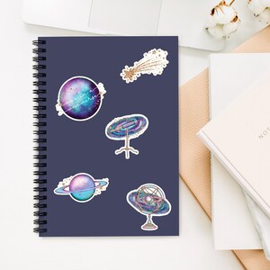 Outer Space Theme Sticker Pack of 5, Vinyl Stickers, Outer Space Stickers, Celestial Galaxy Stickers, Water Bottle Stickers, - SG100 image 4