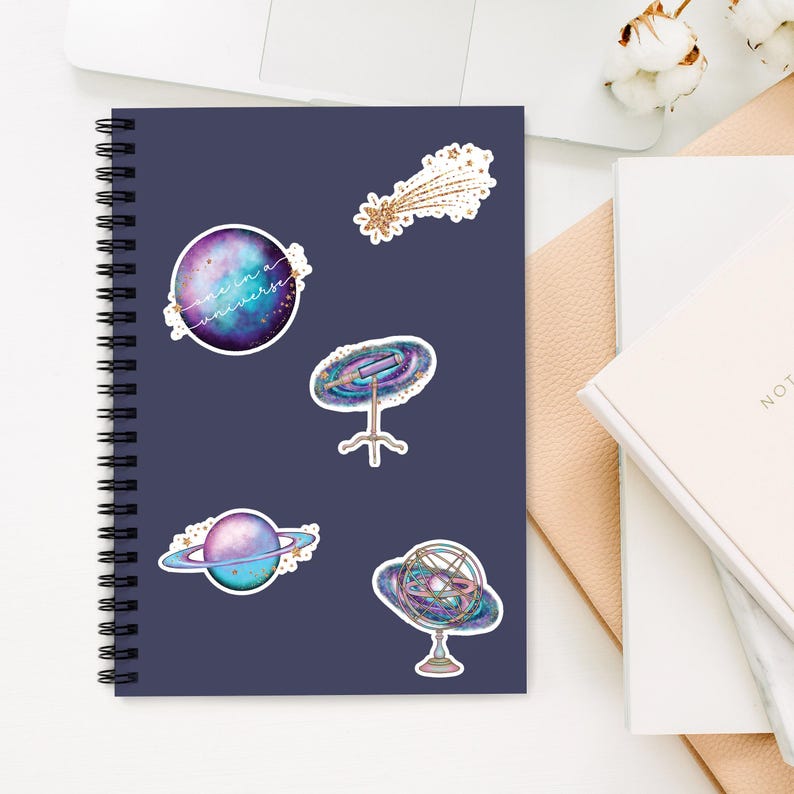 Outer Space Theme Sticker Pack of 5, Vinyl Stickers, Outer Space Stickers, Celestial Galaxy Stickers, Water Bottle Stickers, - SG100 image 4
