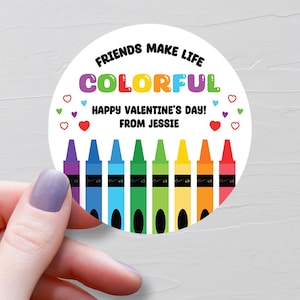 Autocollants Crayons De Couleur Pour La Saint-Valentin, Saint Valentin Pour La Classe, Saint Valentin Préscolaire, Saint Valentin Pour Tout-petits, Saint Valentin Scolaire Pour Enfants, Des Amis Colorent La Vie