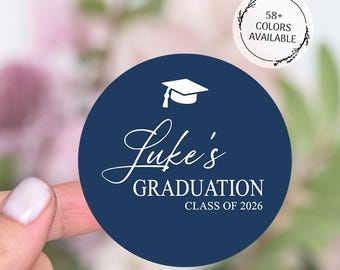 Graduation Party Favors Labels, Round Graduation Stickers, Vinyl Commencement Sticker, Grad 2026 Stickers, College Graduation Thank You