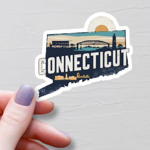 Connecticut Sticker, Vinyl Stickers, USA Travel Stickers, Connecticut Map Sticker, Connecticut State Decal, Water Bottle Stickers - S435