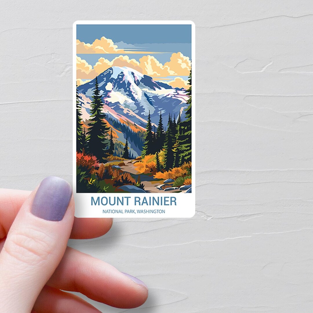 Mount Rainier National Park Stickers, Vinyl Travel Stickers, USA ...