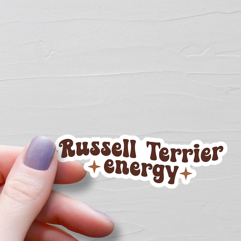 Russel Terrier Energy Sticker, Vinyl Sticker, Jack Russel Terrier Stickers, Jack Russel Gift, Terrier Lover Gift, Water Bottle Sticker, S280 image 1
