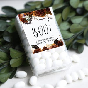 Stickers menthe d'Halloween, étiquettes cadeaux d'Halloween effrayantes pour bonbons à la menthe, cadeau d'Halloween, Stickers gothiques Merci, des bonbons ou un sortilège
